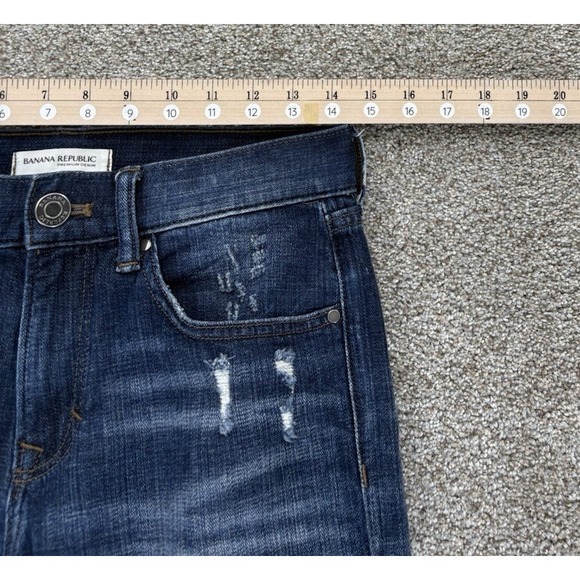 Banana Republic Jeans Womens 25 Blue Boyfriend Rip/Repair Worn Wash Stretch - Picture 8 of 12